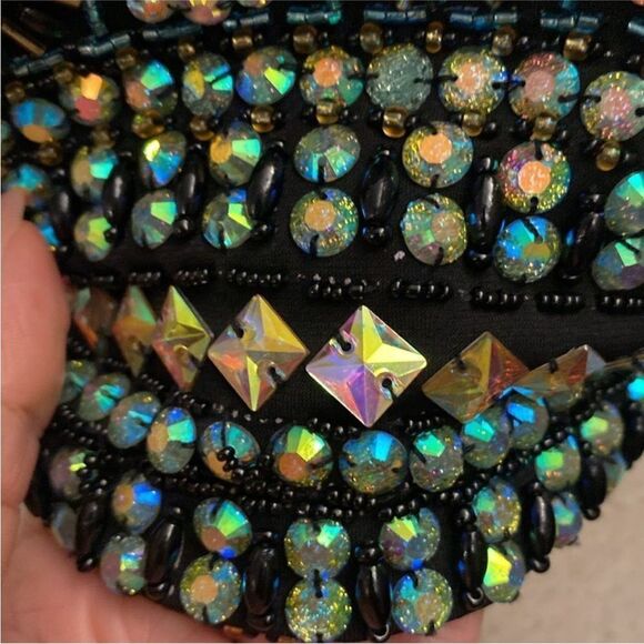 Crystal doll Beaded/crystal embellished Halter Crop Top, S - Picture 6 of 11